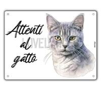 Cartello Attenti Al Gatto 15 X 20 Cm,Facile da installare, per Uso Interno o Esterno,Resistente UV,Resistente alle intemperie, Decorazioni Per La Casa