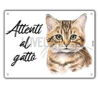 Cartello Attenti Al Gatto 15 X 20 Cm,Facile da installare, per Uso Interno o Esterno,Resistente UV,Resistente alle intemperie, Decorazioni Per La Casa