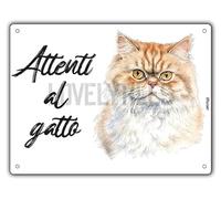 Cartello Attenti Al Gatto 15 X 20 Cm,Facile da installare, per Uso Interno o Esterno,Resistente UV,Resistente alle intemperie, Decorazioni Per La Casa