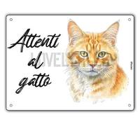 Cartello Attenti Al Gatto 15 X 20 Cm,Facile da installare, per Uso Interno o Esterno,Resistente UV,Resistente alle intemperie, Decorazioni Per La Casa