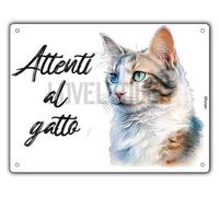 Cartello Attenti Al Gatto 15 X 20 Cm,Facile da installare, per Uso Interno o Esterno,Resistente UV,Resistente alle intemperie, Decorazioni Per La Casa