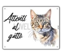 Cartello Attenti Al Gatto 15 X 20 Cm,Facile da installare, per Uso Interno o Esterno,Resistente UV,Resistente alle intemperie, Decorazioni Per La Casa