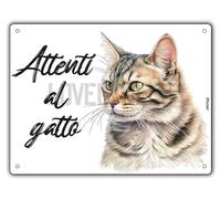 Cartello Attenti Al Gatto 15 X 20 Cm,Facile da installare, per Uso Interno o Esterno,Resistente UV,Resistente alle intemperie, Decorazioni Per La Casa