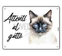 Cartello Attenti Al Gatto 15 X 20 Cm,Facile da installare, per Uso Interno o Esterno,Resistente UV,Resistente alle intemperie, Decorazioni Per La Casa
