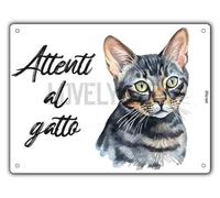 Cartello Attenti Al Gatto 15 X 20 Cm,Facile da installare, per Uso Interno o Esterno,Resistente UV,Resistente alle intemperie, Decorazioni Per La Casa