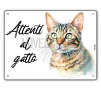 Cartello Attenti Al Gatto 15 X 20 Cm,Facile da installare, per Uso Interno o Esterno,Resistente UV,Resistente alle intemperie, Decorazioni Per La Casa
