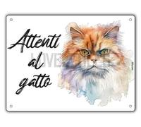 Cartello Attenti Al Gatto 15 X 20 Cm,Facile da installare, per Uso Interno o Esterno,Resistente UV,Resistente alle intemperie, Decorazioni Per La Casa