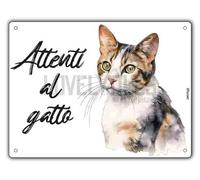 Cartello Attenti Al Gatto 15 X 20 Cm,Facile da installare, per Uso Interno o Esterno,Resistente UV,Resistente alle intemperie, Decorazioni Per La Casa