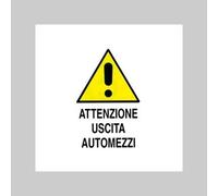 CARTELLO ATTENZIONE USCITA AUTOMEZZI 40x60 cm Cartellonistica (Pz.10)