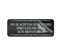 Cartello autoadesivo in plastica acrilica con scritta in lingua inglese "No Se Aceptan Solicitudes Pero Los Vecinos Son Bienvenidos", per ufficio, ristoranti, hotel, supermercati, forniture 25,4 x 7,6