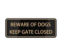 Cartello autoadesivo per porta d'ingresso o parete con scritta "Beware Of Dogs Keep Gate Close", 25,4 x 7,6 cm, installazione facile e veloce, design acrilico di alta qualità per casa, ufficio