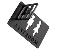 Cartello Bagno Unisex Laterale in Acrilico Nero per Ingresso Servizi | Montaggio Laterale Semplice, Visibilità Chiara e Pulizia Facile, Design Minimalista per Locali Pubblici