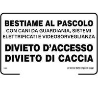 CARTELLO - Bestiame al pascolo con cani da guardiania... divieto di caccia