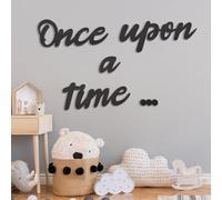 Cartello C'era una volta, leggi le lettere, cartello decorativo per angolo di lettura in legno, per la cameretta dei bambini e decorazione da parete con bastoncini (nero)