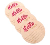 Cartello Circolare in Legno per Annuncio Nascita, 4 Pezzi Rosa | Ricordo Rustico e Semplice, Registra Data, Peso, Altezza, per Battesimo e Regalo Speciale