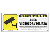 Cartello cm 30x12 - Attenzione Area Videosorvegliata (PVC spessore 1 mm con 4 fori)