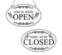 Cartello Commerciale Aperto e Chiuso, 30x20cm Bifacciale Reversibile cartello Come in We're Open and Sorry We're Closed Cartello da Appendere al Negozio per Bar Hotel Ristorante