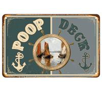 Cartello con ancora con cacca di cacca, grande decorazione nautica per il bagno, rustico, da esporre in spiaggia e in barca, uso interno o esterno, resistente, vintage, in metallo, verde, 20,3 x 30,5