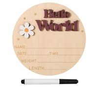 Cartello con Annuncio del Bambino, 15cm in Legno Cartello Ciao Mondo Benvenuto Bambino Cartello con Nome Targa per Asilo Nido Ospedale Bambina Bambino Accessorio per Foto Baby Shower (Viola)