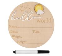 Cartello con Annuncio del Bambino, in Legno Hello World Cartello per Annuncio Nascita Benvenuto Targa con Nome Bambino per Asilo Nido Ospedale Bambina Bambino Baby Shower Accessori per Foto
