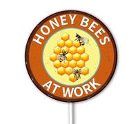 Cartello con api da miele, cartello in stile vintage con api da miele, cartello con api da miele, cartello con api occupate al lavoro, segni dell'apiario, decorazione dell'apiario, cartello in