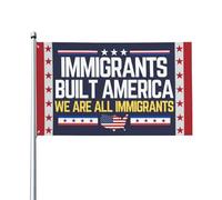 Cartello con bandiera "Immigrants Built America" 3x5, "Siamo tutti immigrati", striscione per decorazioni da giardino, senza asta portabandiera.