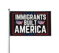 Cartello con bandiera "Immigrants Built America" 3x5, "Siamo tutti immigrati", striscione per decorazioni da giardino, senza asta portabandiera.