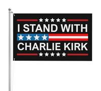Cartello con bandiera "Io sto con Charlie Kirk" 3x5 bifacciale