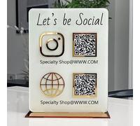 Cartello con codice QR personalizzato per affari, multi cartelli social media per scansione per pagare pagamento, espositore in acrilico Instagram Venmo Cashapp Zelle con logo stand