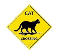 Cartello con gatto che attraversa il gatto, cartello per Nene Crossing Bundle Cat Crossing Sign Farmhouse decorazione da parete garage retrò 20 x 20 cm