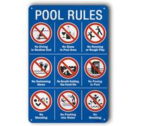 Cartello con le regole della piscina, cartelli per piscina per esterni, cartelli per piscina ""Pool Rules", cartello in metallo in alluminio 30,5 x 40,6 cm