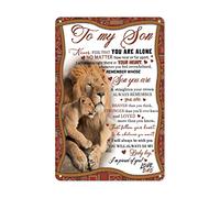 Cartello con leone a mio figlio, regalo per figlio di papà, cartello in metallo in alluminio, pensieri curativi, decorazione da parete, lettera d'amore, regalo per casa, camera da letto, bar