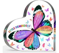 Cartello con piccoli promemoria, regalo ispiratore per donne e uomini, per la cura di sé e per incoraggiare il recupero, regalo per amici e colleghi, placca decorativa da scrivania con farfalla