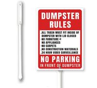 Cartello con regole del cassonetto con paletti, per esterni, prato, cortile, 11,7 x 15,2 cm