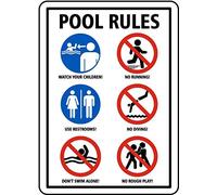 Cartello con regole della piscina, decorazione da parete per interni ed esterni, in metallo, 30,5 x 20,3 cm, con scritta "Pool Rules I"