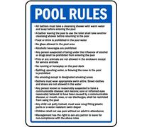 Cartello con regole della piscina, decorazione da parete per interni ed esterni, in metallo, 30,5 x 40,6 cm, con regole della piscina