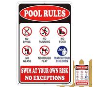 Cartello con regole per piscina, per esterni, resistente alle intemperie, resistente sbiadimento, senza immersioni, decorazione per piscina, patio, marciapiede, , spiaggia, fattoria, nuoto