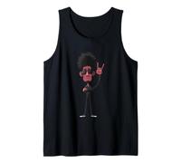 Cartello con Scritta «Afro Man Rock Hand», Stile retrò, con Simpatica Grafica Funky Canotta