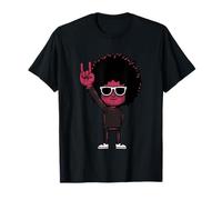 Cartello con Scritta «Afro Man Rock Hand», Stile retrò, con Simpatica Grafica Funky Maglietta
