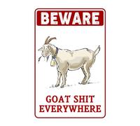 Cartello con scritta "Beware Goat Shit Everywhere Keep the Close Signs Funny Metal for Outside Decor House Vintage Tin 20,3 x 30,5 cm