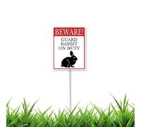 Cartello con scritta "Beware Sign Yard Guard Rabbit On Duty Sign with Stake 11,7 x 15,2 cm alluminio decorazione esterna cartello antiruggine robusto cartello in alluminio per uso esterno facile da
