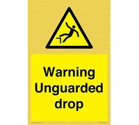 Cartello con scritta "Beware Unguarded Drop", 200 x 300 mm, formato A4P
