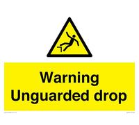 Cartello con scritta "Beware Unguarded Drop", 400 x 300 mm, formato A3L