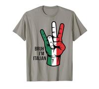 Cartello con Scritta Bruh I'm Italian Funny Quote Italy Flag Hand Sign Design Maglietta