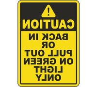 Cartello con scritta "Caution Back In Or Pull Out On Green Mirrored Sign Facility Signs Shipping and Receiving Truck Delivery Metal Tin 20,3 x 30,5 cm per casa o lavoro