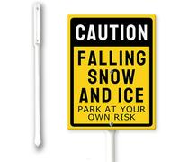 Cartello con scritta "Caution Falling Snow And Ice Park At Your Own Risk With Stakes Outdoor Lawn Yard Signs 20,3 x 30,5 cm