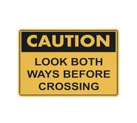 Cartello con scritta "Caution Look Both Ways Before Crossing", rivestimento riflettente in alluminio antiruggine, resistente alle intemperie, impermeabile, facile da montare