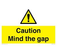 Cartello con scritta "Caution Mind the Gap", 300 x 200 mm, formato A4L