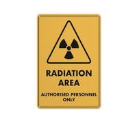 Cartello con scritta "Caution Radiation Area Authorised Personnel Only", 20,3 x 30,5 cm, rivestimento riflettente in alluminio antiruggine, resistente alle intemperie, impermeabile, facile da montare