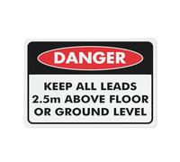 Cartello con scritta "Danger Keep All Leads", 2,5 m sopra il pavimento o il livello del suolo, 20 x 30 cm, in alluminio antiruggine, facile da leggere e robusto, per esterni, per casa, fattoria